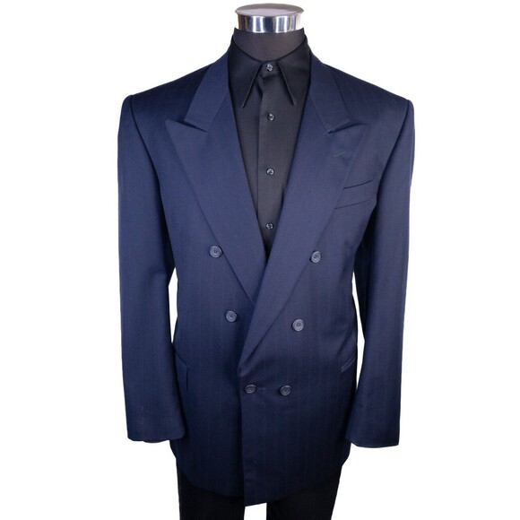 VITO RUFOLO Vitale Barberis Canonico Double Breasted Sz 42L Striped Suit Jacket - Picture 2 of 16